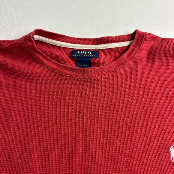 Polo Ralph Lauren‎ Men's Red Waffle Knit Thermal Longsleeve  Shirt Size Large - Picture 8 of 9